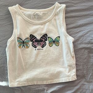 O'Neill Kids White Tank Top with Colorful Butterflies